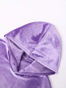 Women's Plus Size Solid Color Elegant Casual Hooded Sweatshirt 2-Piece Set - Purple - View 3