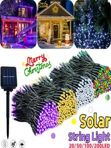 1pc Outdoor Solar String Lights - 20/50/100 LED Bulbs, 8 Lighting Modes, IP65 Waterproof, Suitable For Yard, Fence, Balcony, Party, Christmas Tree, Wedding, Garden Decor - Solar Led String Light - View 2