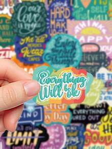 50 piezas Serie de pegatinas con citas inspiradoras - Pegatinas de vinilo resistentes al agua con texto motivador y diseño estético para botellas de agua, portátiles y libros, fáciles de aplicar, removibles y duraderas