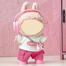 Doll Clothes For Labubu, Christmas Costumes For 15.01-16.99 Cm Cute Q Edition Doll Accessories Dress Up Interactive Gifts, Holiday Gift Doll Costumes (Doll Not Included) For Doll Four Piece Set (Pants+Headphones+Top+Shoes)