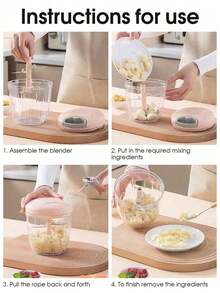 1 件，16.91 / 30.43 盎司方便、快速、耐用的手动厨房工具，手动绞肉机、蒜蓉切碎机、旋转洋葱压碎机、蔬菜切割机、创意水果切碎机、绞肉机，易于烹饪，处理厨房食材的好帮手 - 彩色 - 查看 6