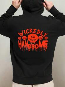 Men's Funny Halloween Hooded Sweatshirt - Wickedly Handsome VampireWitchJack-O-Lantern Graphic Pullover, Oversized Loose Fit Long Sleeve Hoodie For Costume Parties & Casual Attire, Spooky Casual S,Fall Hoodies,Men's Fall Clothes,Street Wear,Halloween,Mens Hoodies,Y2k Clothes,Jesus Hoodie,Thanksgiving Day,Nightmare Before Christmas,Christmas - Black - View 1