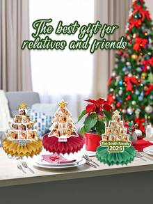 Adornos de Panal Personalizados - Decoración de Soporte de Árbol con Foto Personalizada, Adornos Navideños Reutilizables en Rojo/Verde/Dorado, Perfectos para Mesas Navideñas, Repisas, Reuniones, Acentos Festivos de Pared, Regalos Navideños Sinceros para Familia y Amigos, Ideales para el Hogar, Fiestas - Multicolor - Ver 3