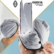 Toallas de Microfibra para Cabello ESSENCIAL Designs (2 Pcs) - Absorbentes, Suaves y Portátiles, Ideal para Cabello Rizado y Secado Rápido - Gris - Gris - Ver 7