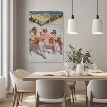 1pc Framed Canvas Poster, Winter Wall Art, Après Ski Fashion Club, Pink Faux Fur Coat, Ski-Fashion-Style Wall Art Canvas Paintings, Ideal Gift For Bedroom Living Room Corridor, Wall Art, Wall Decor, Room Decoration - Nhiều màu - Xem 3