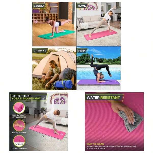 Thick Yoga and Pilates u201D 13mm or 1 25mm 71 - inch Long High Density Exercise with Comfort Foam and Carrying Strap