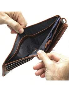 Carteira de Couro Legítimo Grande Masculina Porta Documentos e Cartões Rg Cnh - Caramelo - Visão 8