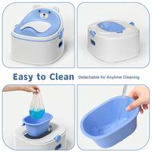 3-In-1 Toddler Potty Training Toilet Seat, Adjustable, Foldable Potty Chair Adapter With Ergonomic Design And Space-Saving Structure For Kids, Boys And Girls - 藍色 - 查看 5