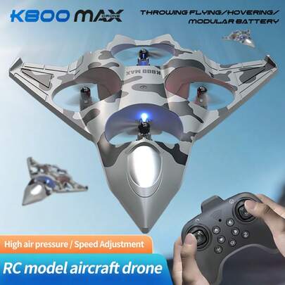 4DRC K800 Remote Control Drone, Made Of SBS Anti-Fall Material, Camouflage Coating, One-Key Flip/Take-Off/Descend/Hover/Hand Throw Functions, Suitable For Beginners, Can Be Used Indoors/Outdoors/Parties, Multi-Rotor Quadcopter Toy, Fighter Plane RC Toy (Includes Spare Propeller Blades), Also An Excellent Gift For Birthday/Christmas/Halloween.