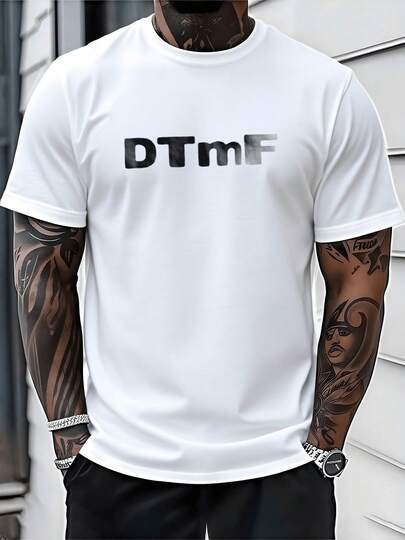 100% Cotton T-Shirt With Modern Graphic DTMf Digital Print Casual Plus Size T-Shirt For Men Breathable And Comfortable Urban Style 1 Piece 220g Ideal For Daily Use And Outdoor Activities