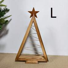 Drewniane trójkątne ozdoby choinkowe z liną – świąteczne ozdoby do wnętrz i na zewnątrz, rustykalna dekoracja choinkowa na stół, kominek, półkę