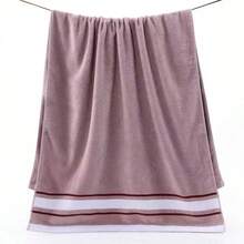 1pc 100% Pure Cotton Bath Towel, Super Soft, Size 27.55 X 55.11 Inches-High-Density, Thick, Highly Absorbent Beach Towel, Suitable For Couples, Families, Poolside, Beauty Salons, Hotels, Bathrooms, Spas, And Hot Tubs-Modern Style, 350g/M², Spacious Design, Plush Texture, Skin-Friendly Towel. - Multicolor - View 6
