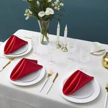 10 buc șervețele pătrate pentru restaurant, din pânză satinată, cu flori pliate, șervețele occidentale pentru curățarea sticlei roșii pentru restaurant