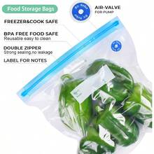 Vide Bags Reusable 27Pcs,  Vacuum Sealer Bags, Vacuum Food Storage Bags For Sous Vide Cooking/Microwave Heating - 20Pcs Vacuum Zipper Bags & 2 Seal Clips & 5 Air Valves (11 * 10in) 2.9L - #3 13.5*10in Bags 20pcs - View 6
