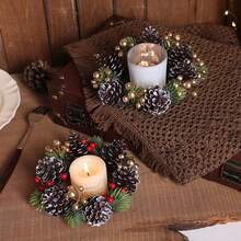 1pc Christmas Candle Garland - Artificial Red Berry Greenery Garland, Country Farmhouse Style, Rich Layered Design, Table Centerpiece, Suitable For LED Flameless Candle Holders, Indoor And Outdoor Fireplaces, Foyer, Dining Table, Wedding, Party, Seasonal Holiday Home Decor (Candle Not Included) Christmas Decorations Winter Room Decor Christmas Decorations Home Christmas Gifts Christmas Decor - Multicolor - View 3