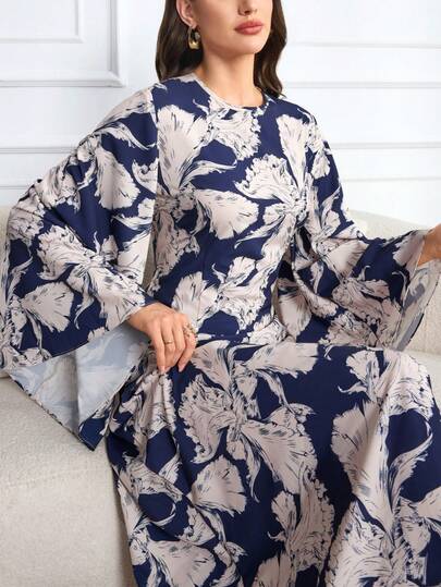 Vestido longo maxi boho com estampa floral para a primavera de 2025, modelo solto e moderno para o outono, com cinto, perfeito para férias, ocasiões casuais, festas, praia, formaturas e eventos noturnos.