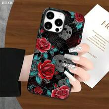Fundas de imitación con orificios grandes y carcasas protectoras con temática del Día de Muertos, con rosas sangrientas y calaveras. Diseñadas para los modelos 17, 16 Pro, 16, 15 Pro, 14, 14 Plus, 14 Pro, 13, 13 Pro, 12 Pro y 11/11 Pro. Son regalos estupendos para amigos y familiares durante Halloween y Acción de Gracias, incluyendo fundas para teléfono con temática de Halloween, fundas protectoras para varios teléfonos Android y modelos específicos como el S25 Ultra. - Blanco - Ver 2