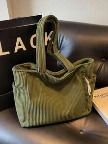 Torba typu tote z kordu, duża pojemność, nowa torba na ramię, torba szkolna do college'u, torba do szkoły