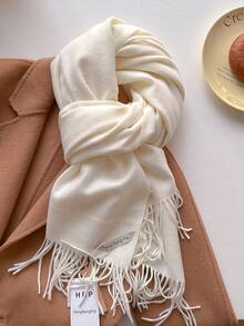 1条简约百搭高品质纯色仿羊绒保暖流苏围巾，时尚柔软的女士披肩，适合外衣装饰和连衣裙颈部保暖。 - 彩色 - 查看 17