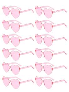 12副无框心形眼镜，时尚心形眼镜，款式多样，透明绿色，适合派对礼品，是泳池派对、海滩派对和夏季派对的完美之选 - 彩色 - 查看 11