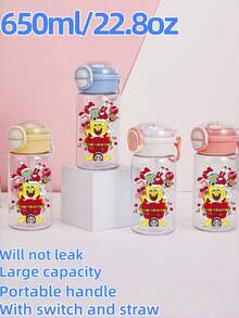 SPONGEBOB 1 pièce Tasse à eau de fête SPONGEBOB de Noël 650 ml/22,8 oz Bleu Rose Blanc avec interrupteur, paille et poignée portable Ne fuit pas beaucoup Accueil Glace Cadeau d'anniversaire Cadeau d'Halloween Cadeau de Thanksgiving Cadeau de Noël (Certaines pièces peuvent être aléatoires)