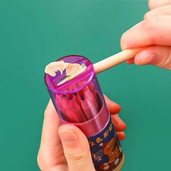 Set de 12 lápices de colores con diseños de dibujos animados para niños, 12 colores, con sacapuntas y estuche, regalo ideal para Navidad y días festivos