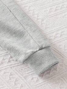 2 pezzi Set: Felpa a maniche lunghe e pantaloni cargo con stampa di lettere, moda minimalista, abbigliamento sportivo, per esterno, outfit da studente, 3-7 anni