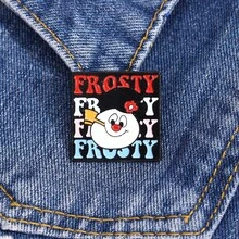 Christmas Snowman Brooch, Cute Cartoon Snowman & Letter Pattern Pin, Zinc Alloy Material Versatile Clothing & Bag Accessory Holiday Brooch Gift Men Gifts Bag Pins