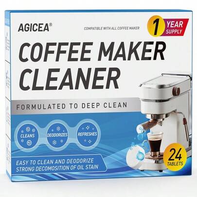 Coffee Machine Cleaner Descaler Tablets -24 Pack, DeepCleaning And Descaling For All Coffee Makers , Coffee MakerPot Descaling & Cleaning Tabs, Descale Drip Coffe AndEspresso Machines