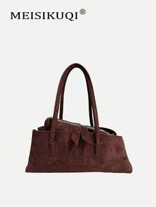 2025 New Retro Niche Design Asymmetrical Geometric Suede Handbag, Large Capacity Commuter Versatile Shoulder Underarm Bag, Fashionable And Tote