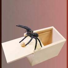 1 pièce Boîte à farce en bois en forme d'araignée - Cadeau de blague amusant, ensemble d'outils de farce pour Halloween, Noël, Thanksgiving, petit jouet effrayant, boîte en forme d'araignée d'horreur, sans alimentation électrique, matériau en bois artificiel et plastique
