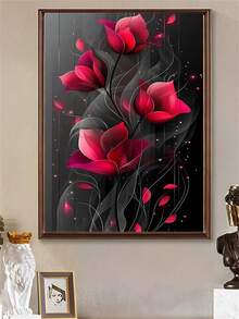 1 buc. Kit de pictură cu diamant 5D pentru adulți - Temă florală, set de broderie cu diamant rotund, complet, potrivit pentru decorarea peretelui acasă și biroul