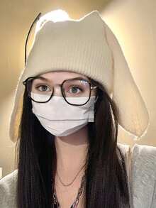 1 pezzo Cappello beanie lavorato a maglia con orecchie da coniglio lunghe e soffici, berretto a cuffia con coniglietto, adatto a donne e uomini, ideale per l'inverno e il freddo, regalo per neve, sci, corsa e viaggi