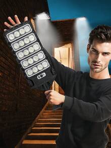 12000W Solar Powered Super Bright 18000lm Outdoor Street Light, Industrial Lighting Wall Lamp With Lithium-Ion Battery, Solar Panel Charging, Long-Lasting All-Night Illumination, Motion Sensor, 3 Lighting Modes, Suitable For Home, Yard, Garage Lighting - 28/120/264/352/440/528 LED - Black - View 15