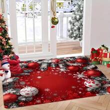 Christmas Theme Rug - Snowy Holiday Design, Washable & Stain Resistant, Soft Flannel With Non-Slip Memory Foam Backing, Suitable For Living Room, Bedroom, Entryway, Ideal For Christmas, Winter, Autumn Kitchen Rug Bathroom Decor - Multicolor - View 5