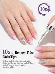 30毫升卸甲水 - 温和配方，适用于凝胶、亚克力和美甲贴纸，无损卸除，粉色瓶身带涂抹器，时尚设计，无香型 - 無色 - 查看 8