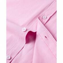 Men's Solid Oxford Long Sleeve Dress Shirt For Work And Casual, Button Down With Pocket - Hồng - Xem 4
