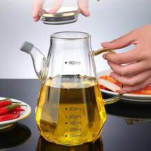 1个创意钻石纹硼硅酸盐玻璃油瓶，防漏玻璃油壶，适用于厨房盛放酱油、醋、食用油和调味料 - 彩色 - 查看 12