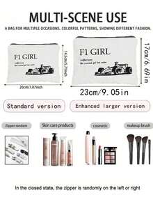 1 Stück lässige, retro, coole Mädchen Rennprint Kosmetiktasche, Make-up-Werkzeug Aufbewahrungstasche, Reise-Kulturtasche, Geburtstagsgeschenk, Raumdekoration, Tasche, Kosmetiktasche, Schminktisch, Reise, Kosmetiktasche, Reiseessentiell, Aufbewahrungstasche, Reiseessentiell, Kosmetik-Aufbewahrungstasche, Kosmetiktasche, Kosmetik-Aufbewahrungstasche, Aufbewahrungstasche, Kulturtasche, Schreibtisch-Aufbewahrungstasche, Kosmetiktasche, Make-up-Tasche, Kosmetik-Aufbewahrung, Schminktisch-Accessoire, Make-up-Tasche, Kosmetiktasche - Verschiedenfarbig - Übersicht 8