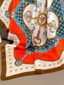 1pc Women's Luxury Patterned 27.5" X 27.5" Silk Bandana Scarf, Elegant Fashion Design, Versatile Neck Wrap, Hair Band, And Headband, Ideal For Daily Wear, Casual Outfits, And Chic Styling, Lightweight And Stylish Accessory - 白色 - 查看 4