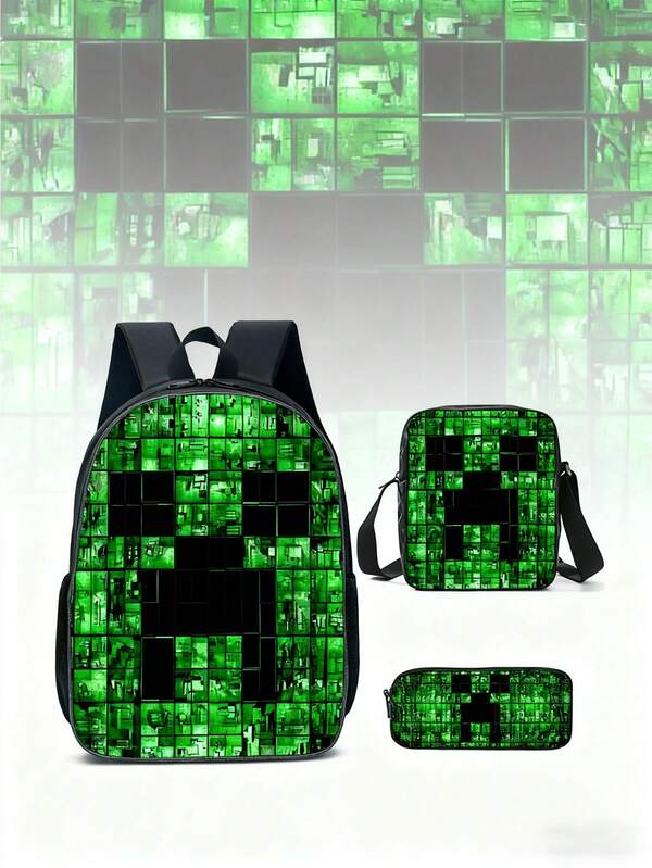 Minecraft Minecraft Big Size Schoolbag, Shoulder Bag, Pencil Case For Students, Sweat-Absorbent And Breathable With Large Capacity, Suitable For Campus, Leisure Travel, Game Enthusiasts, Holiday Gifts, Travel And Outings, Back To School, Commuting Autumn University Essentials Laptop Bag For Women Mac Book Case Laptop Sleeve Laptop Case Laptop Cover For Travel Waterproof Portable For Men Laptop Bags