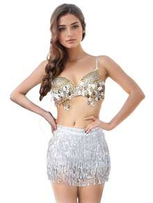 Trang phục múa bụng nữ Bộ bikini đính sequin - Trang phục biểu diễn sân khấu & khiêu vũ mở màn - Nhiều màu - Xem 12