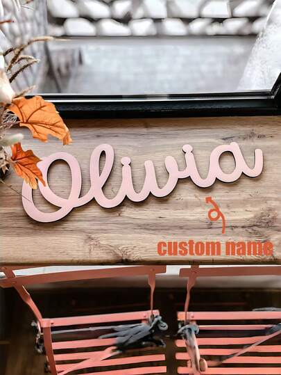 1 Piece Custom Wooden Name Sign, Width 10-120 Cm (4-48 Inches), Font Color Optional, 3D Stereoscopic, Simple, Stylish, Cute, Bohemian Style, Room Decoration, Custom Wooden Letters, Custom Wooden Signs, Wedding Letter Decoration