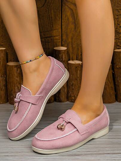 Women's Casual Slip-On Flat Shoes, Solid Color Minimalist Design, Suitable For Sports, Dance, Daily Wear, Spring/Autumn