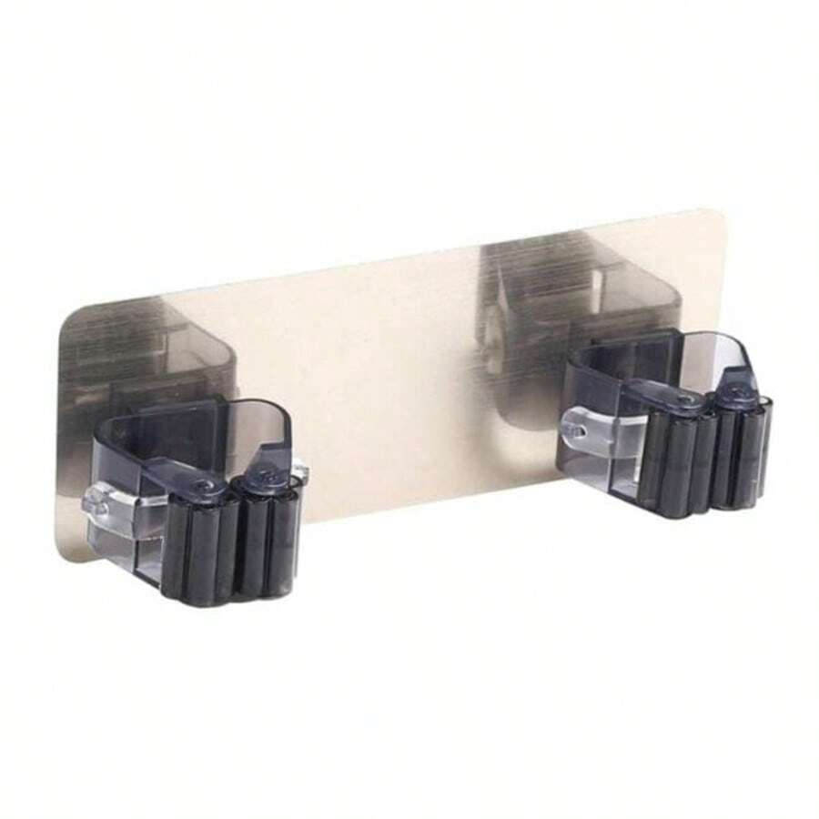 1 Stück Wandhalterung für Wischmop, Silber/Schwarz, 18x7x3cm