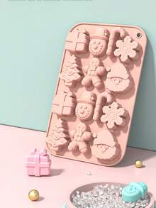 1 pieza, Molde de silicona con forma de árbol de Navidad, color verde, para hornear chocolate, caramelos, cubitos de hielo, postres caseros, para Navidad, fiestas festivas, hornear en casa. - Multicolor - Ver 9