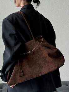 Dedoo 1 pièce Sac fourre-tout  de haute qualité, style rétro classique polyvalent, automne/hiver 2025. Grand sac à main décontracté pour le travail, convient pour les femmes pour le shopping, les fêtes, les cadeaux - Café - Voir 2