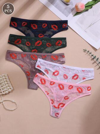 5条装女士时尚多色丁字裤