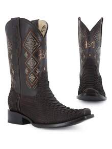 Men High-Top Leather Riding Boots - Rust Brown - View 4