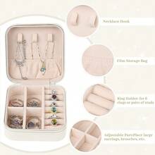 1pc Jewelry Box Women Jewelry Organizer Display Name Initials A To Z Letter Pattern Travel Large Capacity Jewelry Case Multiple Compartments Classification Boxes Luxury PU Leather Jewelry Box Multifunctional Mini Flip Lid Storage Jewelers Gift For Women Joyero Storage Case Box For Mom
